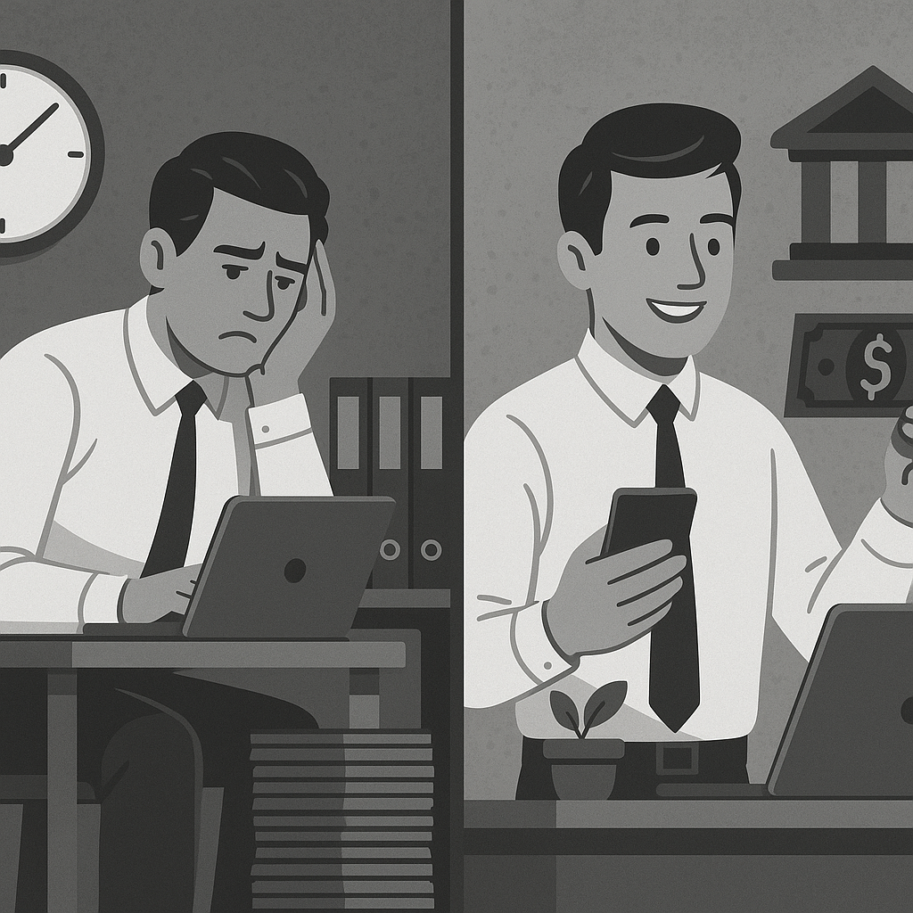 Side-by-side comparison showing evaluation timeline vs instant funding immediate access