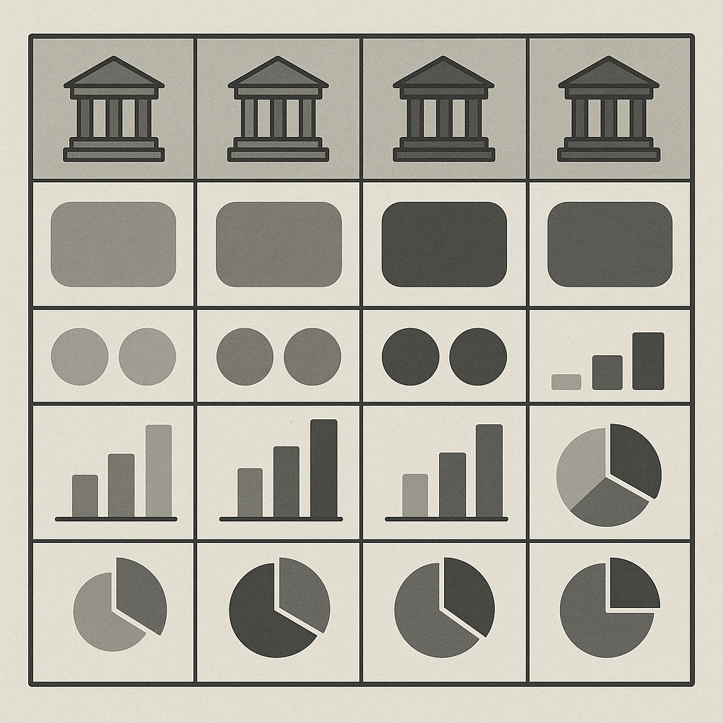 Comparison chart showing different prop firm features, pricing, and profit splits side by side