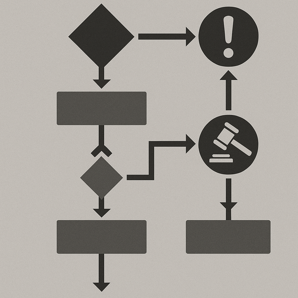 Rule violation flow chart showing different enforcement levels and appeal processes