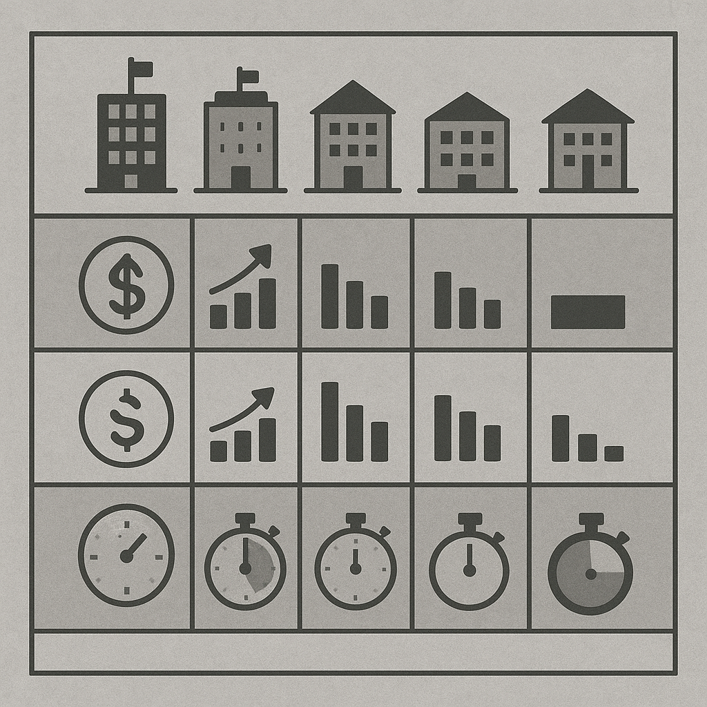 Comparison chart showing profit targets, drawdown limits, and payout speeds for top 5 trading challenge firms