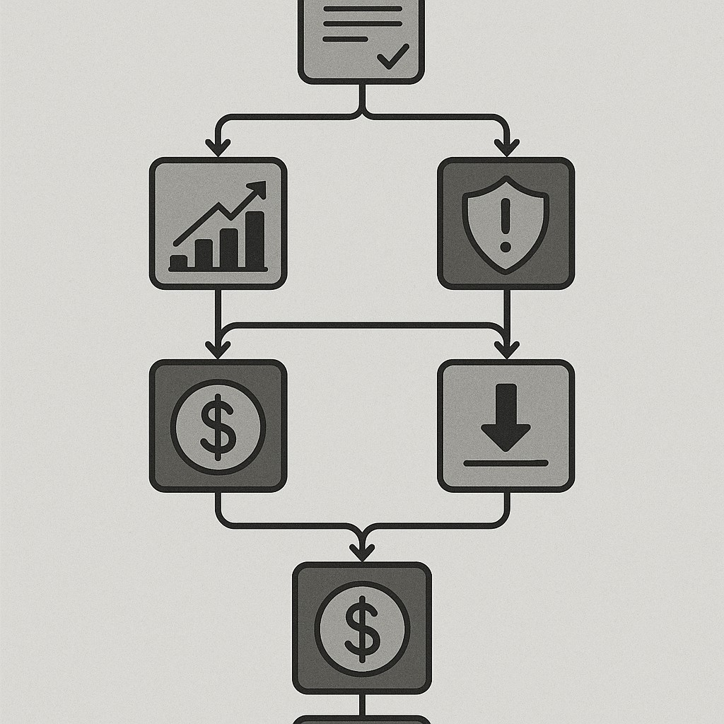 Flowchart showing different prop firm evaluation paths and requirements from application to funded account
